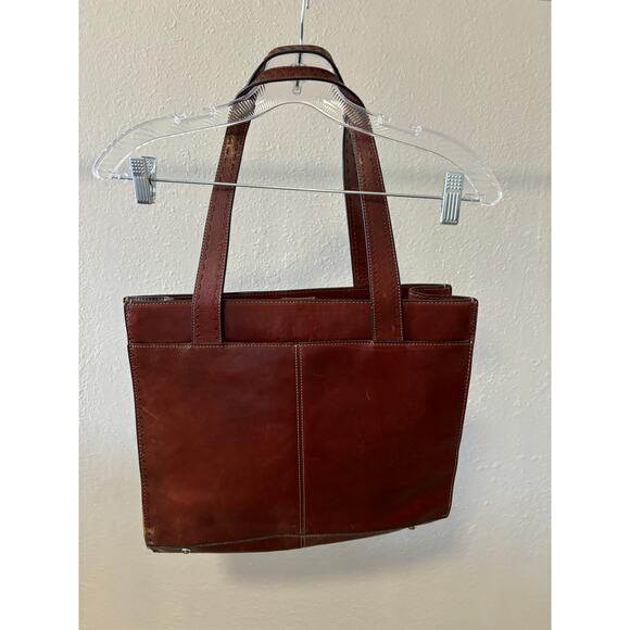 Vintage Fossil Tote Bag Brown Leather 12" x 15" - Picture 5 of 7